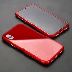 Wholesale iPhone X (Ten) Fully Protective Magnetic Absorption Technology Case With Free Tempered Glass (Red)